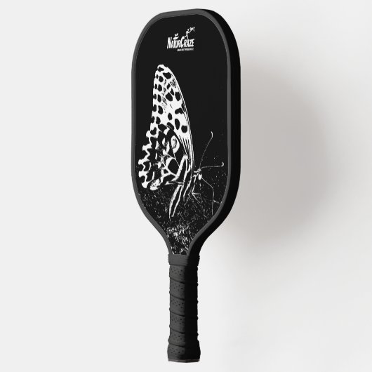 NaturCraze White Butterfly Black Pickleball Paddle (Links)