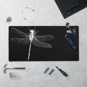 NaturCraze White Dragonfly Black Desk Mat