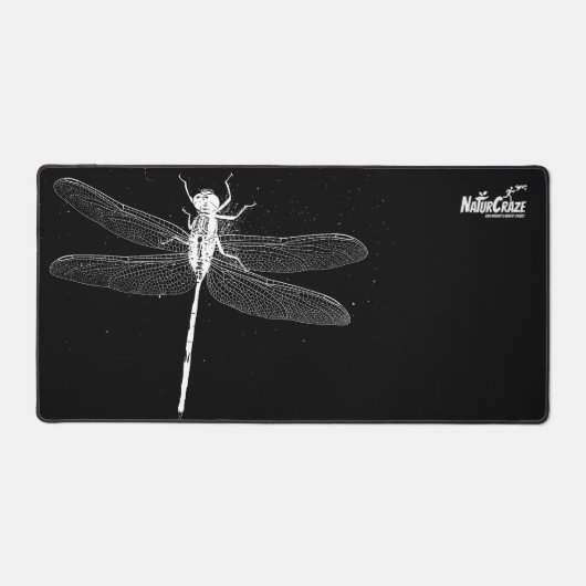 NaturCraze White Dragonfly Black Desk Mat (Voorkant)