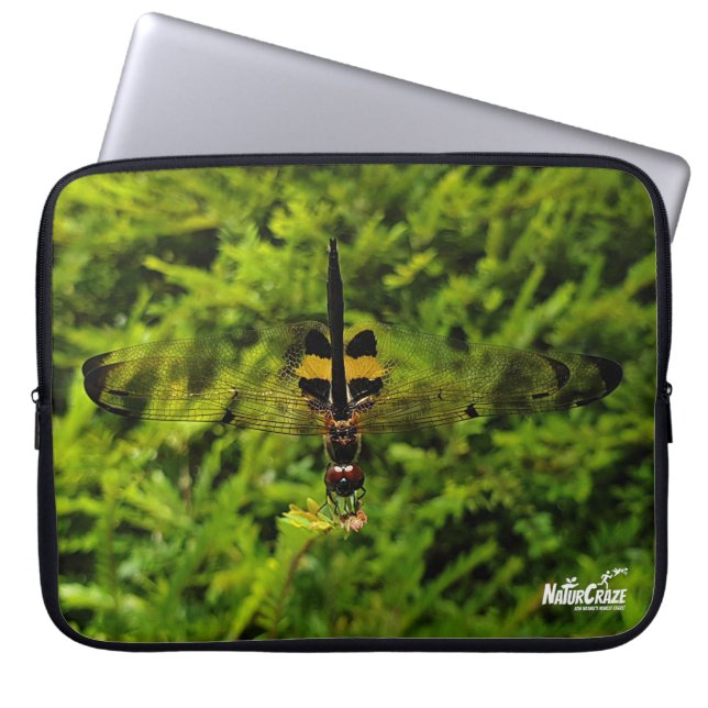 NaturCraze Zwart & Geel Dragonfly Laptop Mouw Laptop Sleeve (Voorkant)