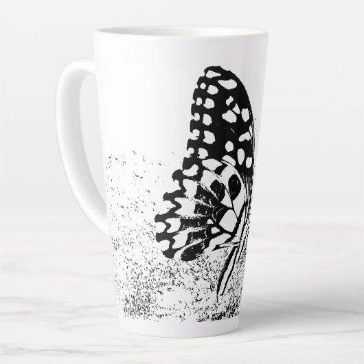 NaturCraze Zwart-wit Butterfly Latte Mok (Linkerhoek)
