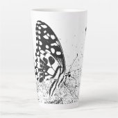 NaturCraze Zwart-wit Butterfly Latte Mok (Voorkant)