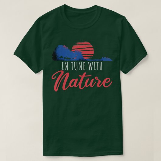 Nature And Music Guitar Trees Retro T-shirt (Design voorkant)