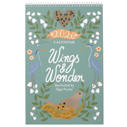 Nature Art Calendar with Backyard Birds & Flowers Kalender (Hoes)