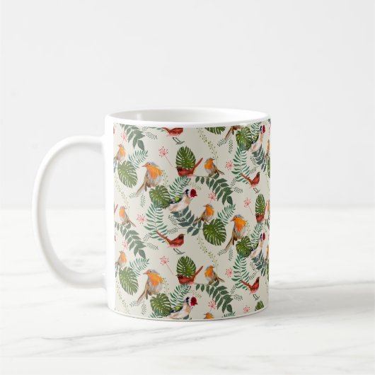 Nature Bird Pattern - Ornithology Gift cute summer Koffiemok (Links)
