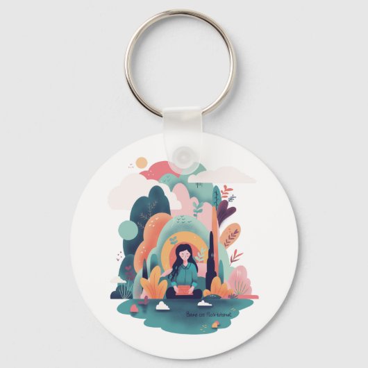 Nature Calm Aesthetic Art Keychain (Voorkant)