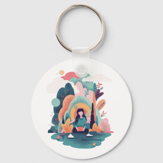 Nature Calm Aesthetic Art Keychain (Achterkant)