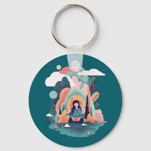 Nature Calm Aesthetic Art Keychain (Voorkant)