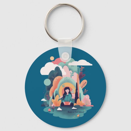 Nature Calm Aesthetic Art Keychain (Achterkant)