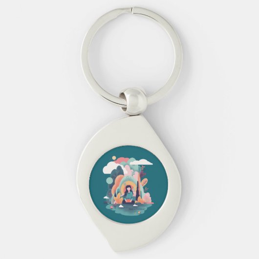 Nature Calm Aesthetic Art Keychain (Voorkant)