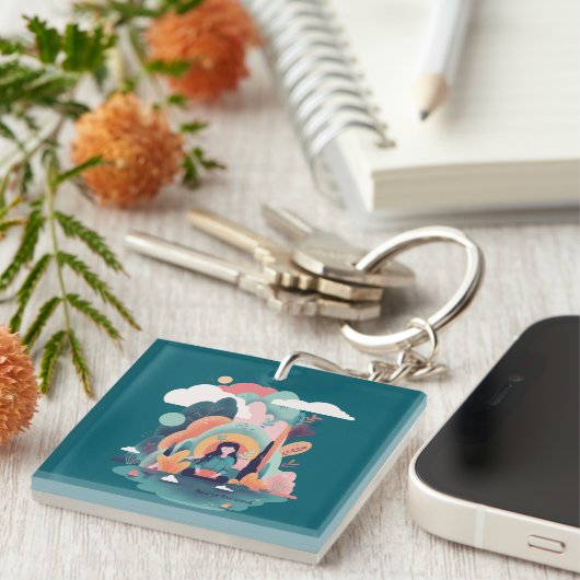 Nature Calm Aesthetic Art Keychain (Voorkant Rechts)