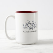 Nature Escape Camping Illustration Tweekleurige Koffiemok (Links)