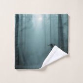 Nature Foggy Forest Bird Ravens and Crows Bad Handdoek (Wasdoekje)