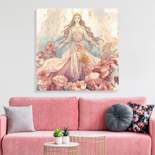 Nature Goddess Boho Wall Art Canvas Afdruk (Insitu (Woonkamer))