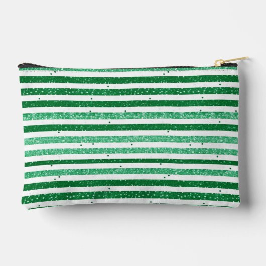 Nature Green White Horizontal Glitter Stripes Etui (Achterkant)