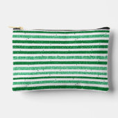 Nature Green White Horizontal Glitter Stripes Etui (Voorkant)