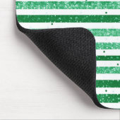 Nature Green White Horizontal Glitter Stripes Muismat (Hoek)