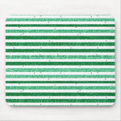 Nature Green White Horizontal Glitter Stripes Muismat (Voorkant)