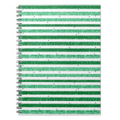 Nature Green White Horizontal Glitter Stripes Notitieboek (Voorkant)