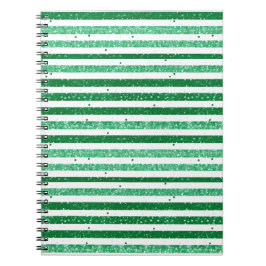 Nature Green White Horizontal Glitter Stripes Notitieboek