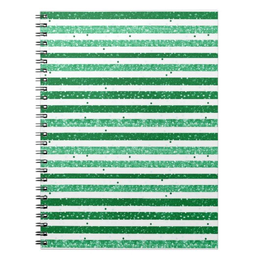 Nature Green White Horizontal Glitter Stripes Notitieboek (Voorkant)