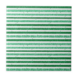 Nature Green White Horizontal Glitter Stripes Tegeltje