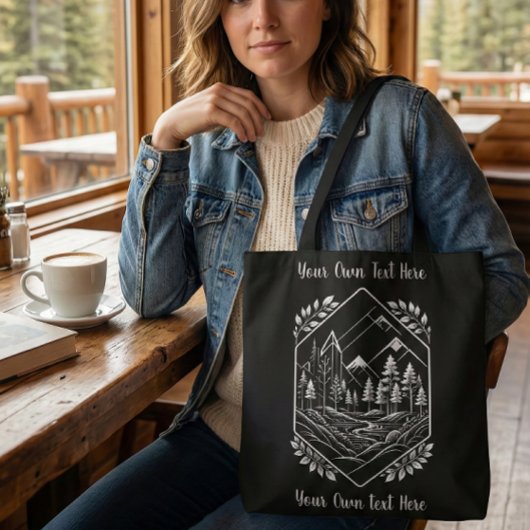 Nature Hiker River Badge Your Text Tote Bag
