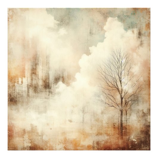 Nature In A City Scape Old Photo Graphic Design Foto Afdruk (Voorkant)