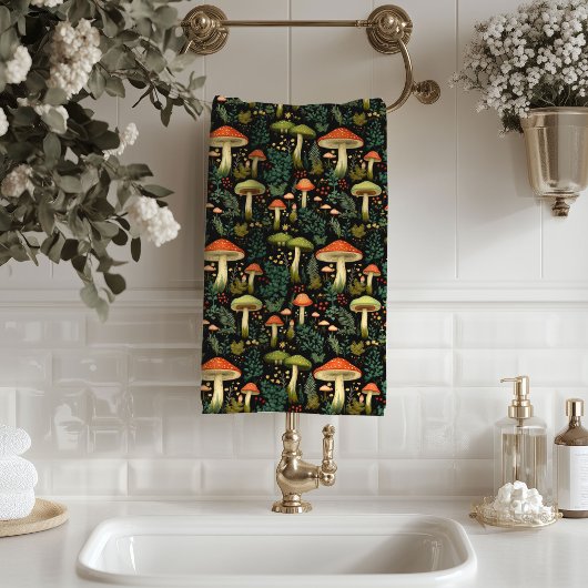 Nature-Inspired Bath Towel Mushrooms & Moss Art Bad Handdoek