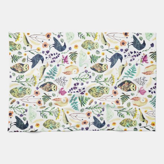 Nature-Inspired Botanical Pattern Decorative Throw Theedoek (Horizontaal)
