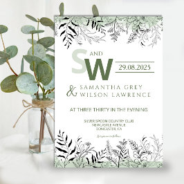 Nature inspired Greenery Wedding Invitation Kaart