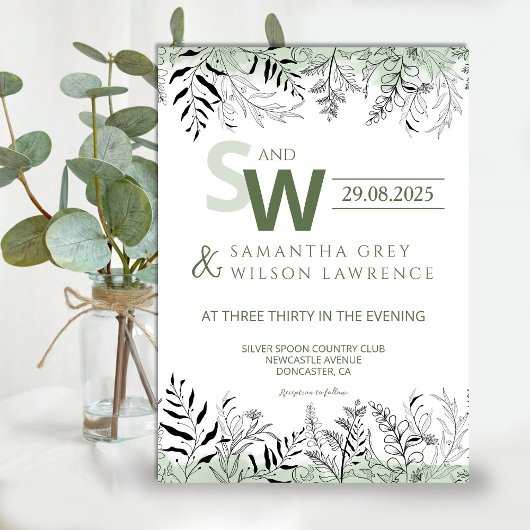 Nature inspired Greenery Wedding Invitation Kaart