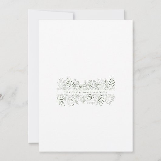 Nature inspired Greenery  Wedding Invitation Kaart (Achterkant)