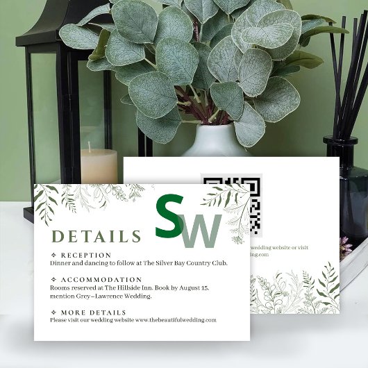 Nature Inspired Leafy Wedding Enclosure Card Informatiekaartje