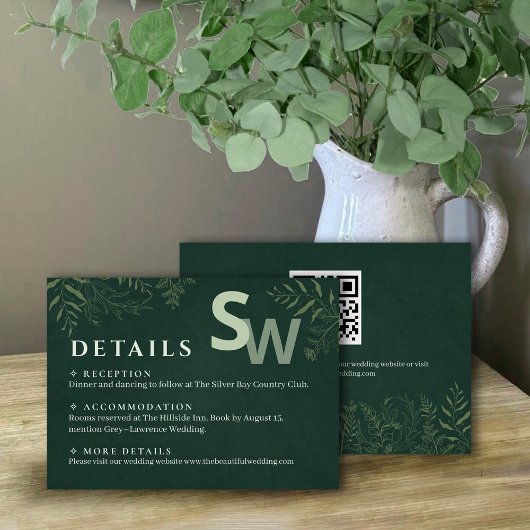 Nature Inspired Leafy Wedding Enclosure Card Informatiekaartje