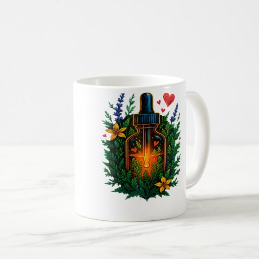 Nature-Inspired Tincture Elixir Bottle With Herbal Koffiemok (Voorkant rechts)