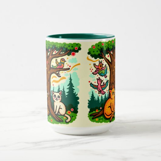Nature-Inspired Tree and Animals Ceramic Mug Mok (Midden)