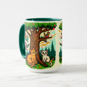 Nature-Inspired Tree and Animals Ceramic Mug Mok (Voorkant links)