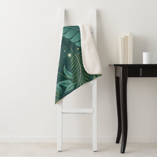 Nature-Inspired Tropical Leaves Seamless Pattern Sherpa Deken (In situ)