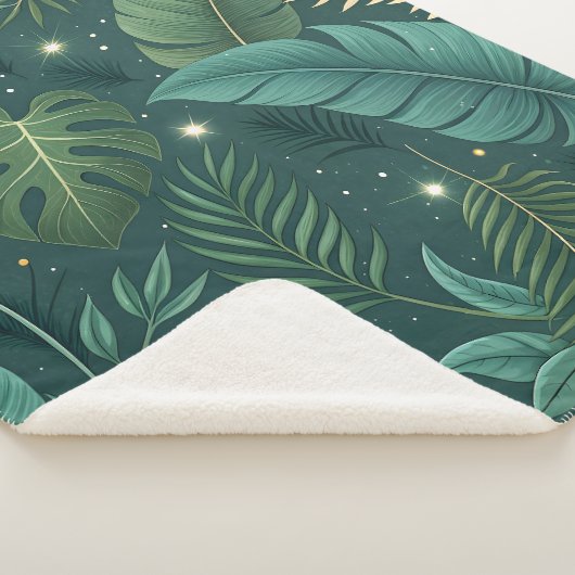 Nature-Inspired Tropical Leaves Seamless Pattern Sherpa Deken (3/4)