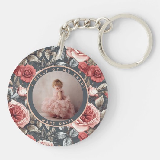 Nature-inspired wedding memory gift Custom rose Sleutelhanger (Achterkant)