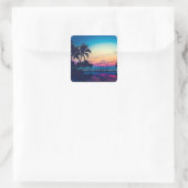 Nature Landscape Pool Palm Trees-25925 Vierkante Sticker (Tas)