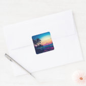 Nature Landscape Pool Palm Trees-25925 Vierkante Sticker (Envelop)