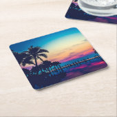 Nature Landscape with Pool Palm Trees-25925 Kartonnen Onderzetters (Schuin)