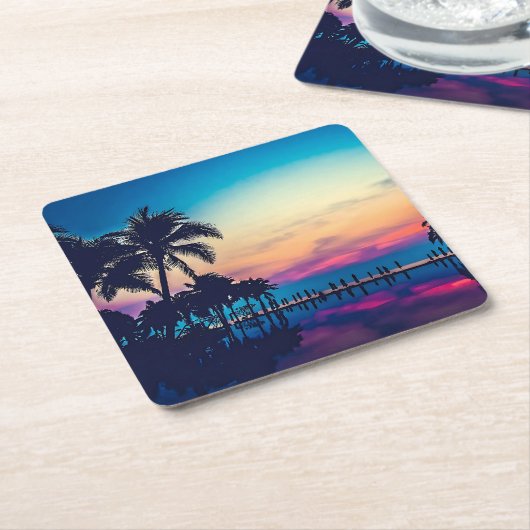 Nature Landscape with Pool Palm Trees-25925 Kartonnen Onderzetters (Schuin)