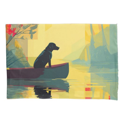 Nature Minimalist Black Labrador Canoe Kussensloop (Voorkant)