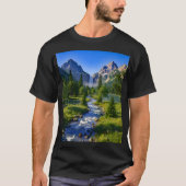 Nature Mountains Waterfall River Trees Flowers T-shirt (Voorkant)
