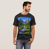 Nature Mountains Waterfall River Trees Flowers T-shirt (Voorkant volledig)