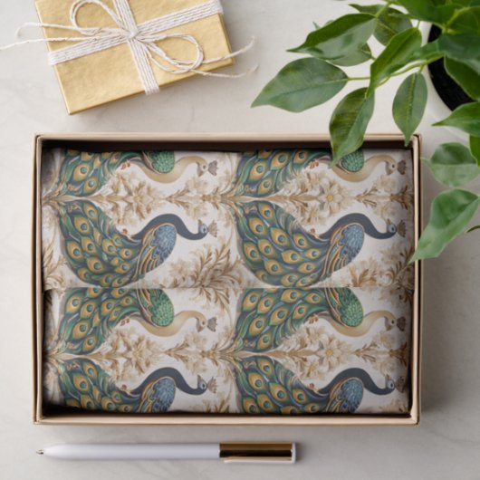 Nature Peacock Gold Elegance Tissuepapier (Geschenk)