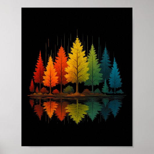 Nature Reflection Forest Trees Outdoor Wildlife Hi Poster (Voorkant)